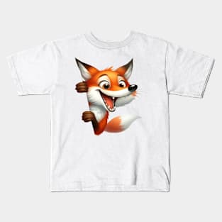 Cute  Fox Peeking around a corner Kids T-Shirt